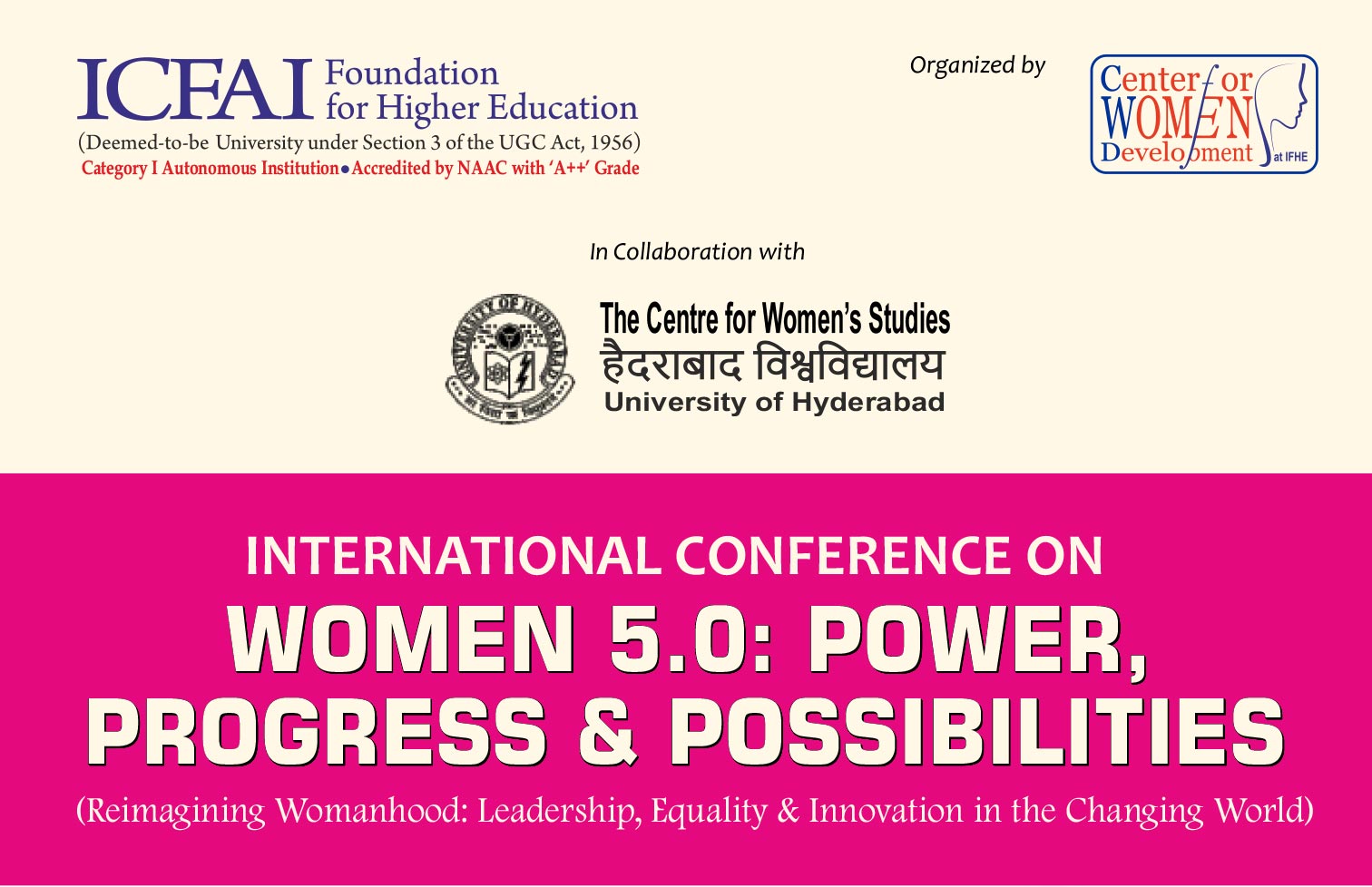 International Conference titled “Women 5.0: Power, Progress & Possibilities,”