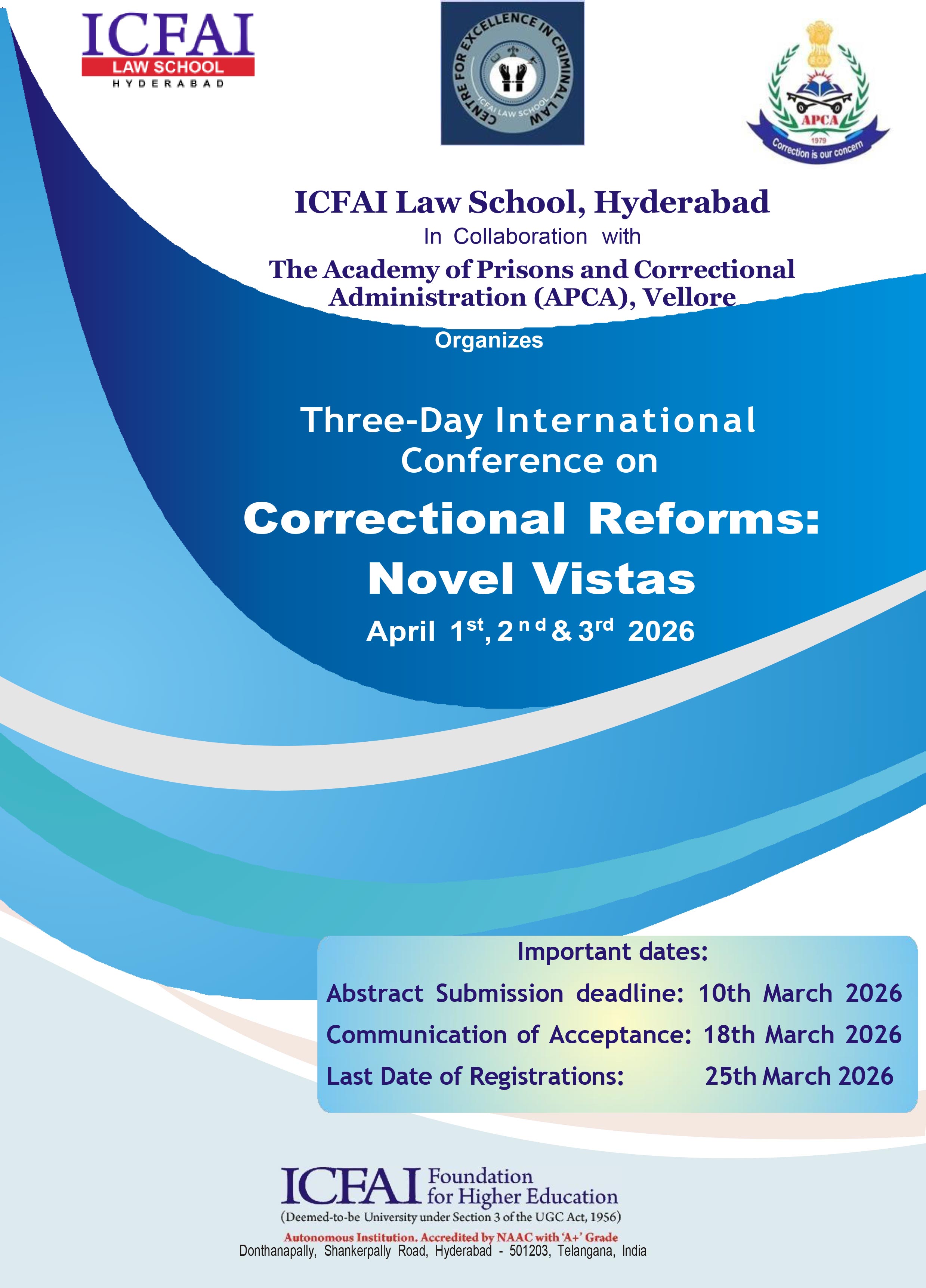 Three-Day International Conference on Correctional Reforms: Novel Vistas
