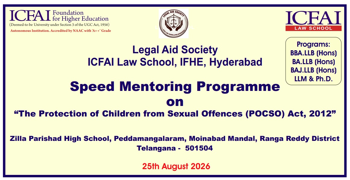 Speed Mentoring Program on The Protection of Children from Sexual Offenses Act, 2012 (POCSO) in ZPHS Peddamangalaram on 25th August 2026