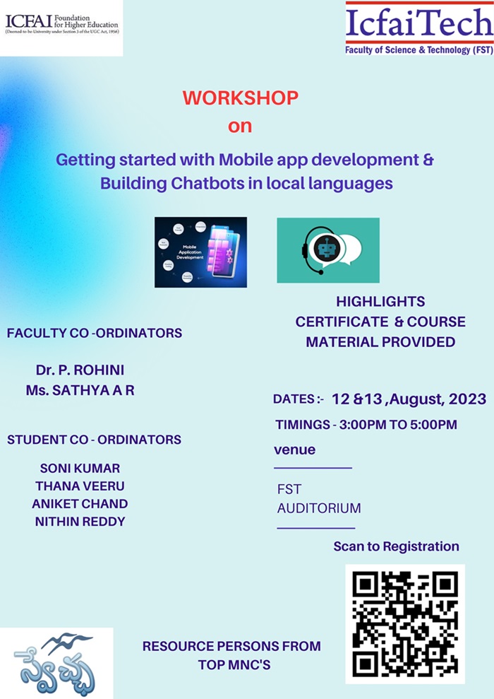 Workshop on Mobile App Development & Building Chatbots in Local Languages