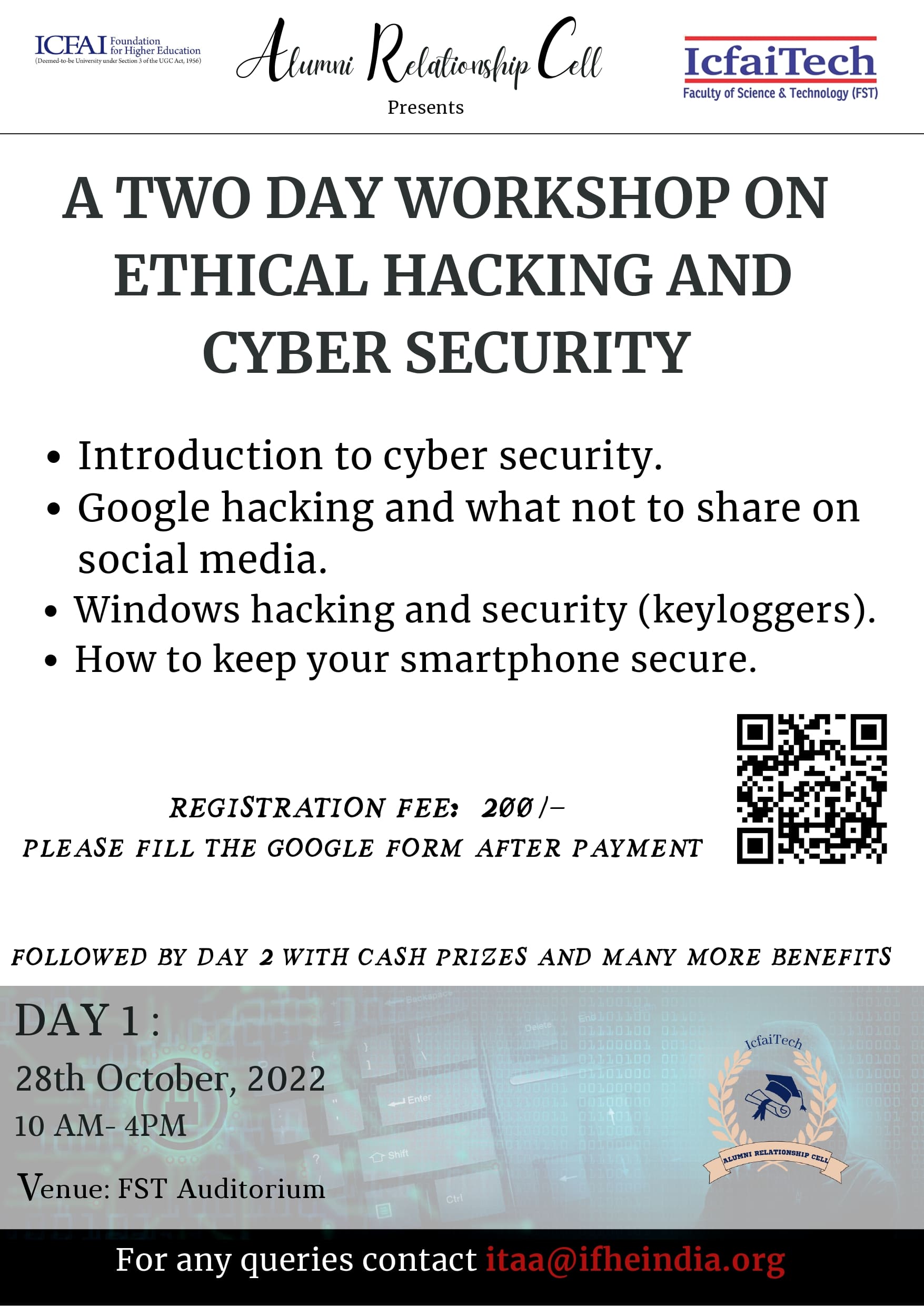 A TWO DAY WORKSHOP ON ETHICAL HACKING AND CYBER SECURITY