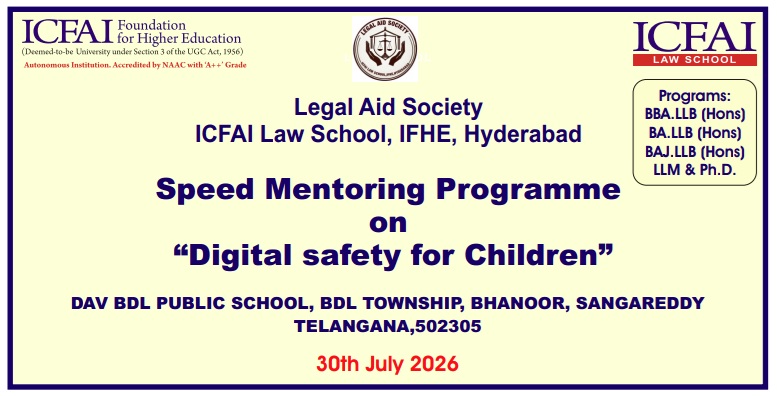 Legal Awareness Program on Digital Safety at DAV BDL Public School, BDL Township, Bhanoor on July 30, 2026.