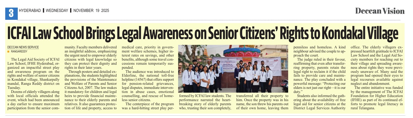Report of the Street Play on Senior Citizen Rights on 18th November, 2025 in Kondakal Village, Shankarpally Mandal, Ranga Reddy District, Telangana