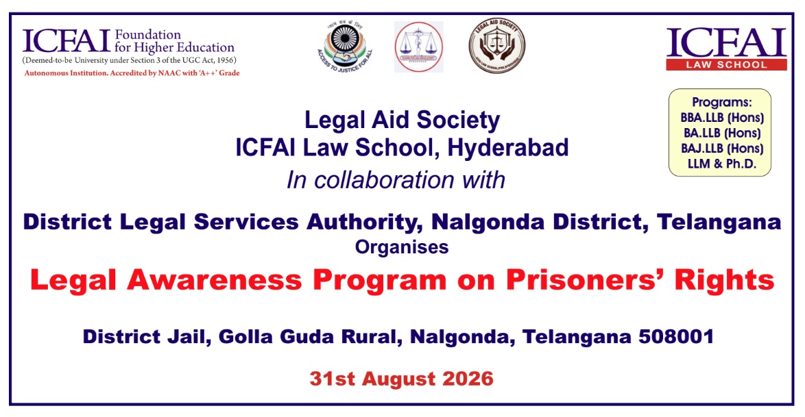 Report of the Legal Awareness Program on Prisoners' Rights on August 31, 2026, at the District Jail in Nalgonda