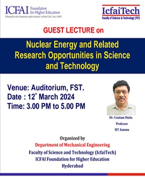 Guest Lecture on Nuclear Energy and Related Research Opportunities in Science and Technology