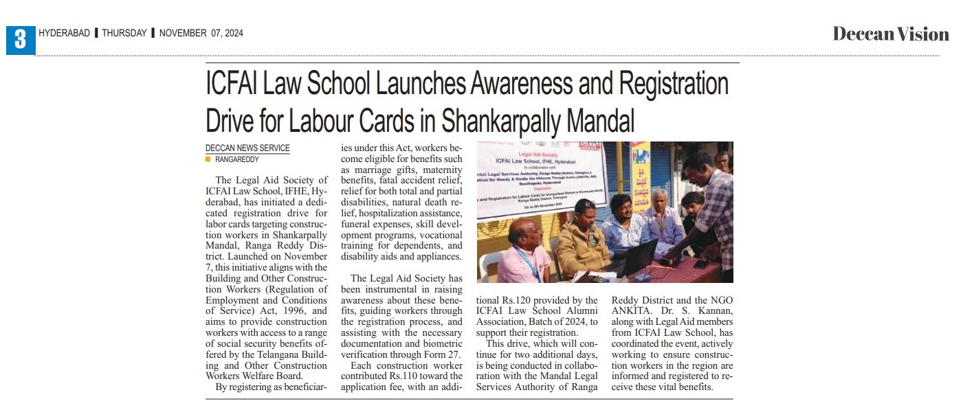 Awareness and Registration drive for Labour Cards for Construction Workers in Shankarpally Mandal