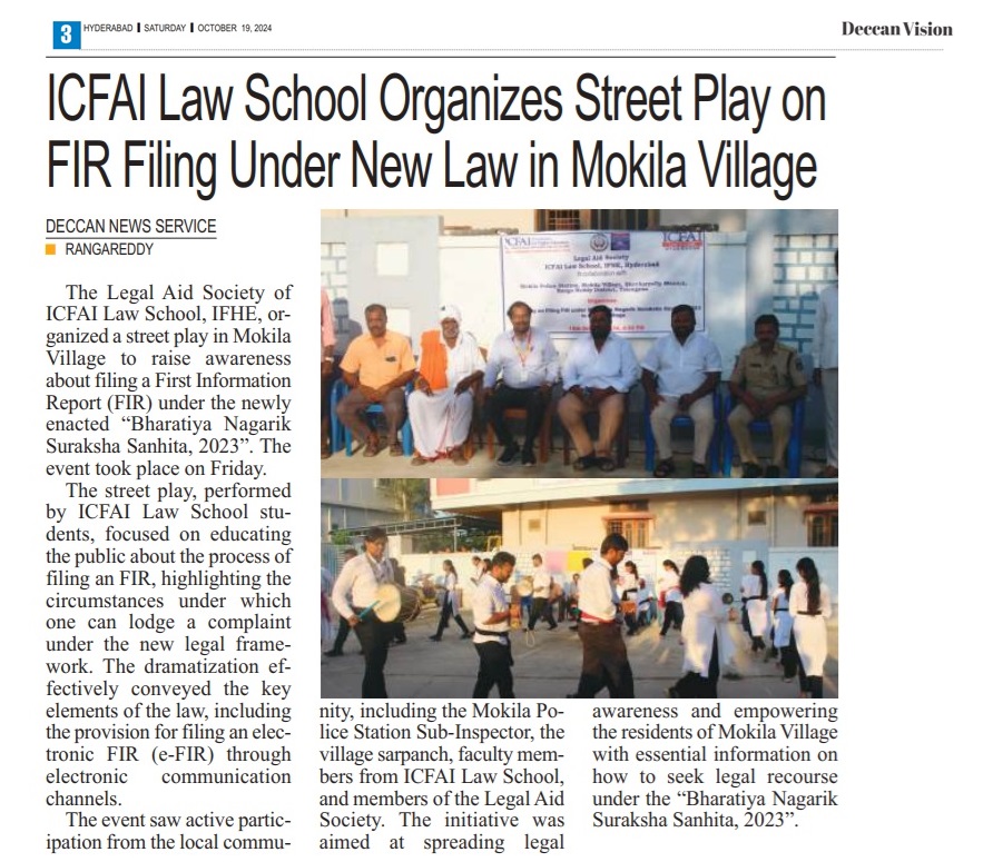 Street of Play on FIR conducted by Legal Aid Society on 18th October 2024