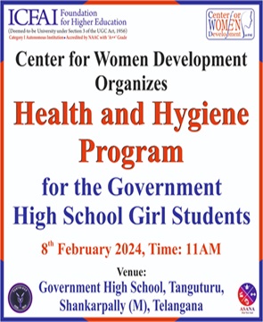 Report on Health and Hygiene Event by CWD at IFHE Hyderabad on 9th February, 2024