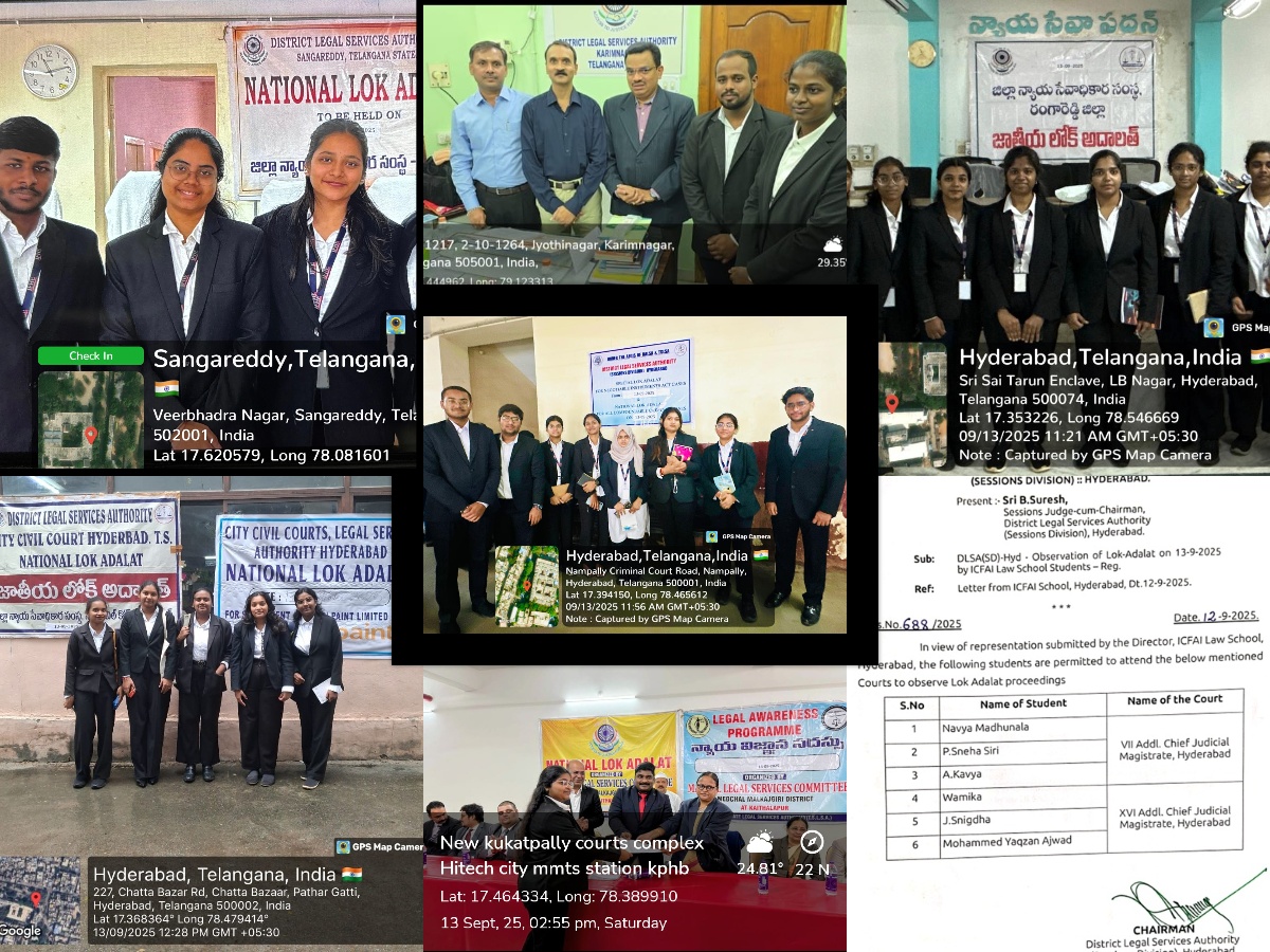 Members of the legal aid team from ICFAI Law School assisted in Lok Adalat in 5 districts of Telangana